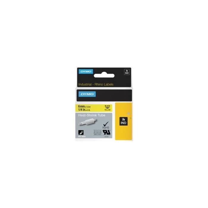 Rhino Heat Shrink 6mm Χ 1,50m Black on Yellow