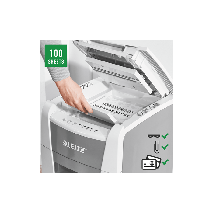 LEITZ IQ AutoFeed 100 P4 Shredder  Small...