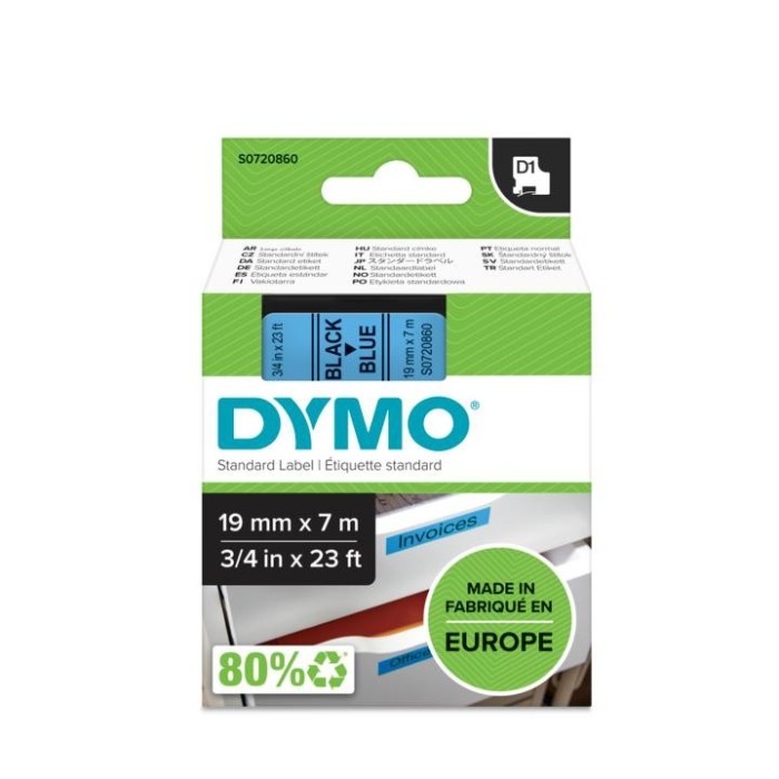 DYMO ταινίες D1, 19mmX7m, Black on Blue ΚΩΔ. 45806