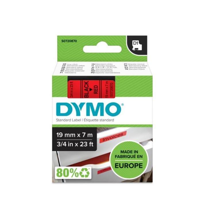 DYMO ταινίες D1, 19mmX7m, Black on Red ΚΩΔ. 45807