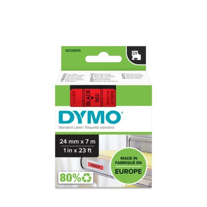 DYMO ταινίες D1, 24mmX7m, Black on Red ΚΩΔ. 53717