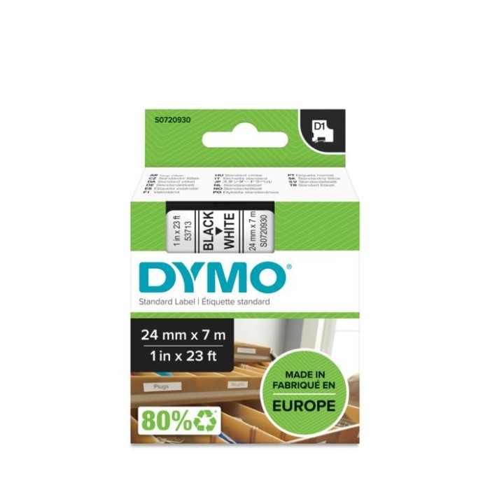 DYMO ταινίες D1, 24mmX7m, Black on White ΚΩΔ....