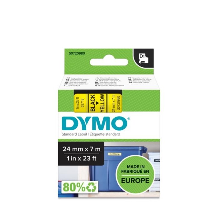 DYMO ταινίες D1, 24mmX7m, Black on Yellow ΚΩΔ....